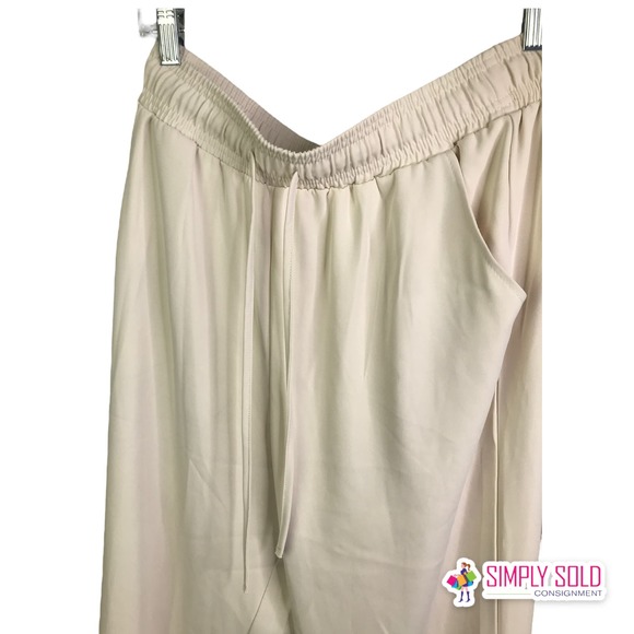 Melloday Women's Pants Drawstring Pull On White Stretch Pocket Trouser Bone Sz L - Picture 4 of 9